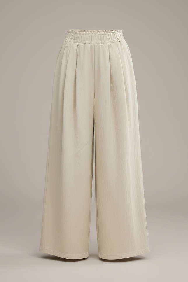 Pantalon Japonais Beige Ample Plissé Décontracté Enfant - Lin - vue 3
