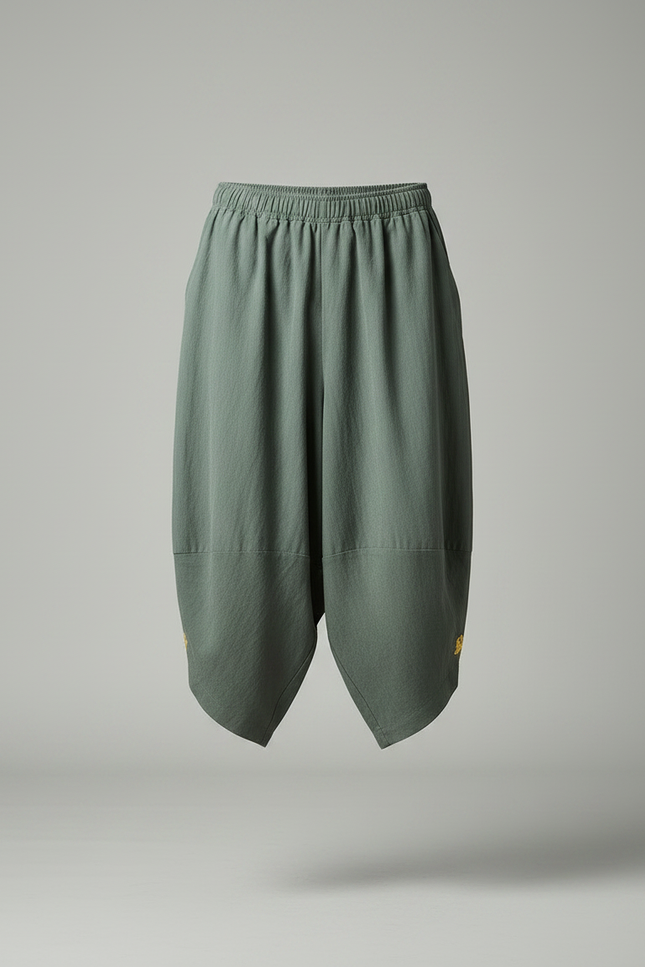 Pantalon Japonais Harem Vert Coton Ample Brodé - vue 3