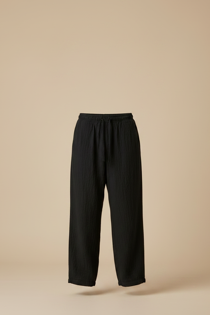 Pantalon Japonais Noir Coton Lin Ample Décontracté Homme - vue 3