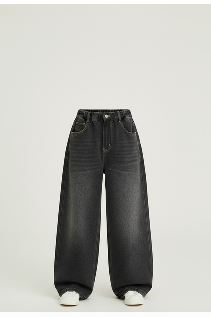 Pantalon Japonais Large Denim Gris Ample Décontracté - Jean - vue 3