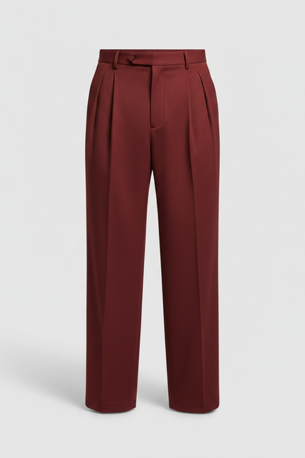 Pantalon Japonais Bordeaux Plissé Ample Décontracté Homme - Gabardine - vue 3