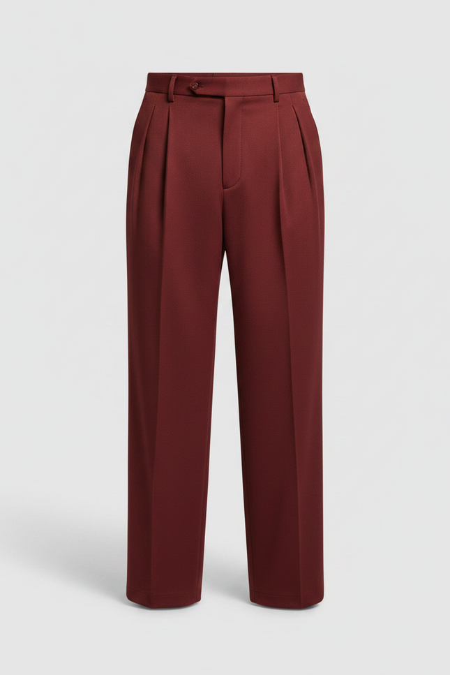 Pantalon Japonais Bordeaux Plissé Ample Décontracté Homme - Gabardine - vue 3