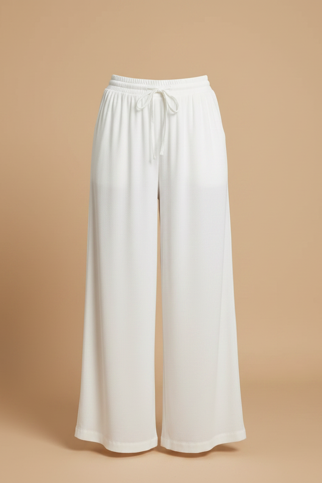Pantalon Japonais Fluide Blanc Ample Confort Cordon - Maille - vue 3