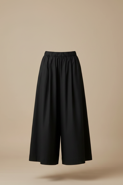Pantalon Japonais Noir Ample Fluide Coton Élégant - Gabardine - vue 3