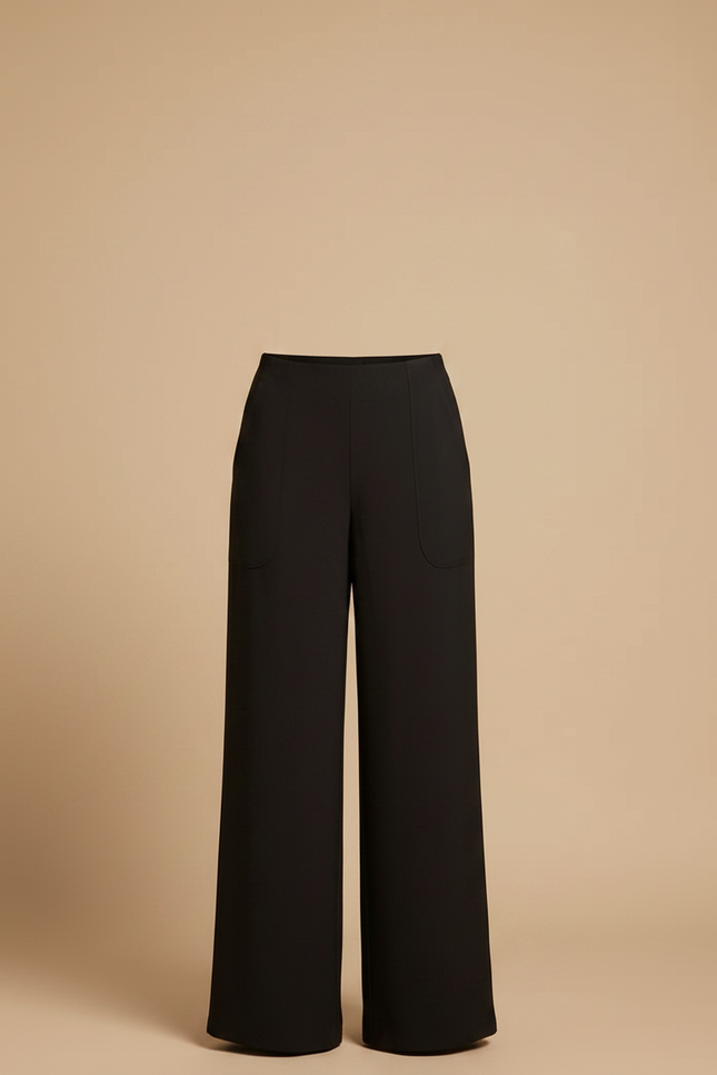 Pantalon Japonais Noir Fluide Ample Femme Élégant - Viscose - vue 3