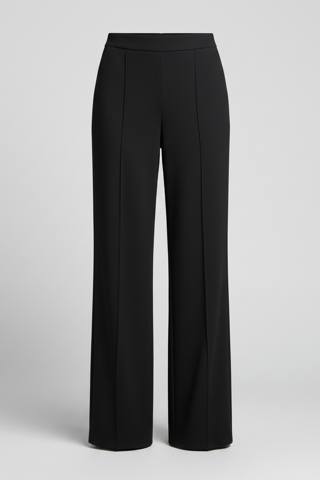 Pantalon Japonais Noir Fluide Élégant Femme Droit - Polyester - vue 3