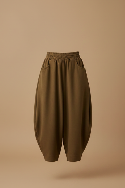 Pantalon Japonais Large Vert Kaki Confortable Ample - Viscose - vue 3
