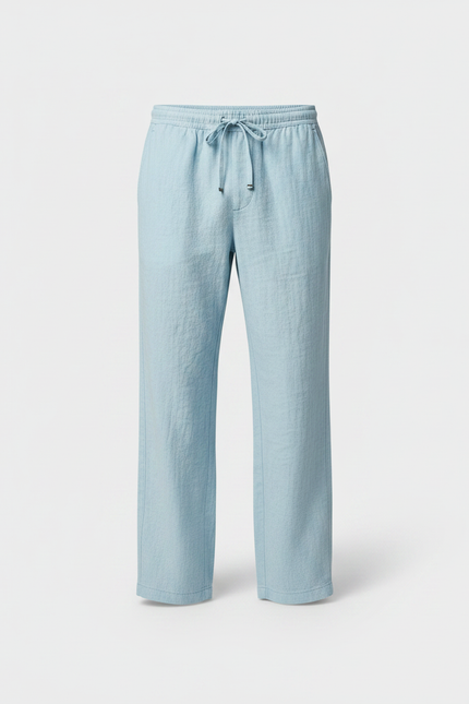Pantalon Japonais Lin Ample Bleu Clair Homme Décontracté - vue 3