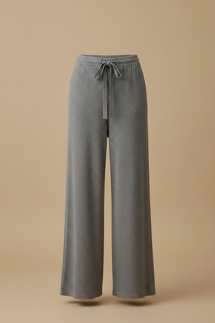 Pantalon Japonais Gris Côtelé Ample Décontracté Fluide - Maille - vue 3