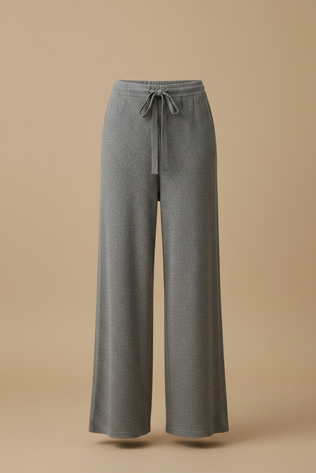 Pantalon Japonais Gris Côtelé Ample Décontracté Fluide - Maille - vue 3