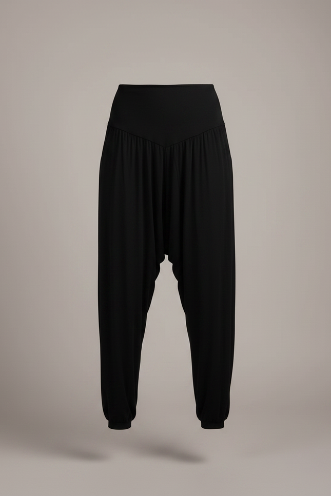 Pantalon Japonais Sarouel Fluide Noir Confortable Femme - Maille - vue 3