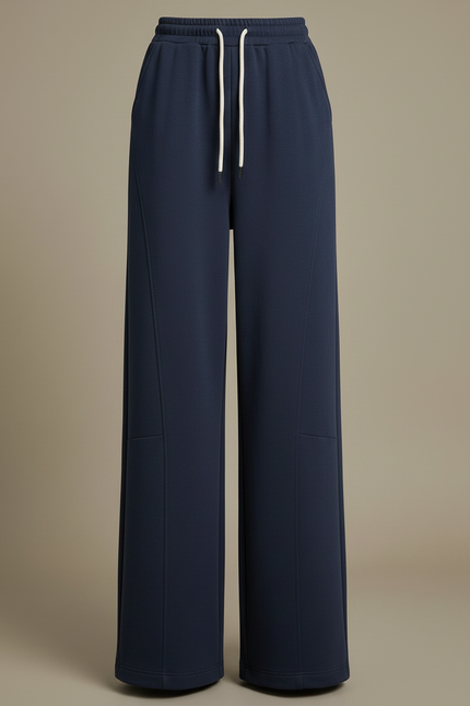 Pantalon Japonais Bleu Marine Ample Cordon Décontracté - Molleton - vue 3
