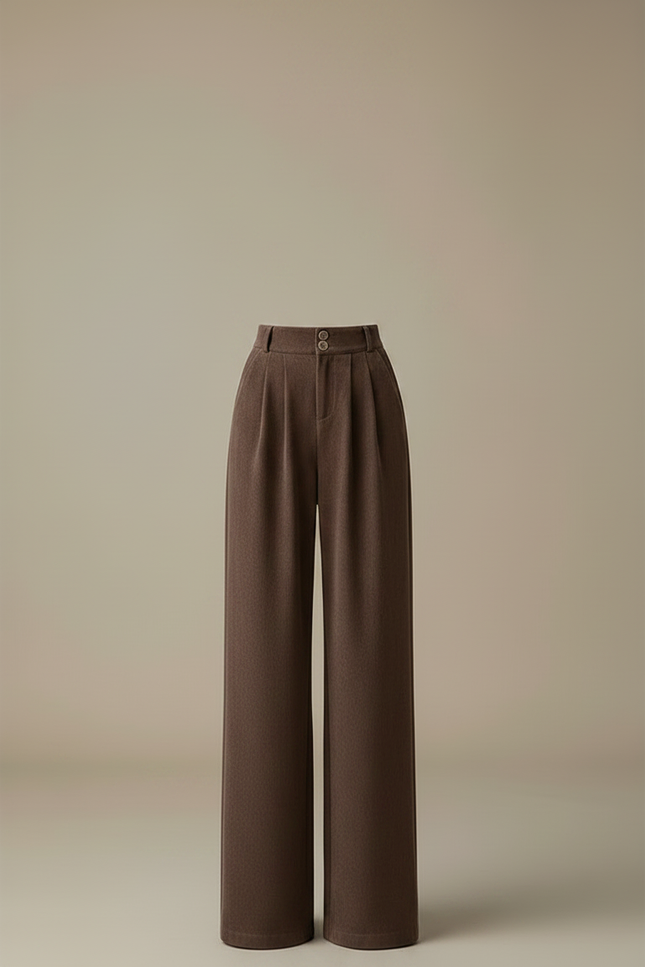 Pantalon Japonais Marron Velours Ample Plissé Élégant - Cordé - vue 3
