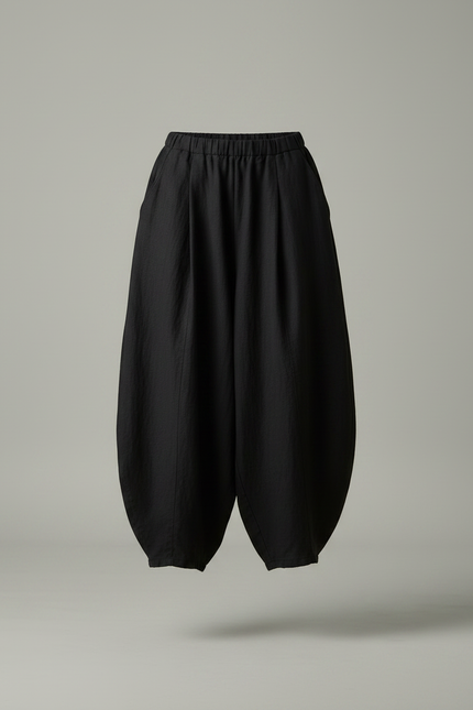 Pantalon Japonais Noir Ample Coton Fluide Femme - vue 3