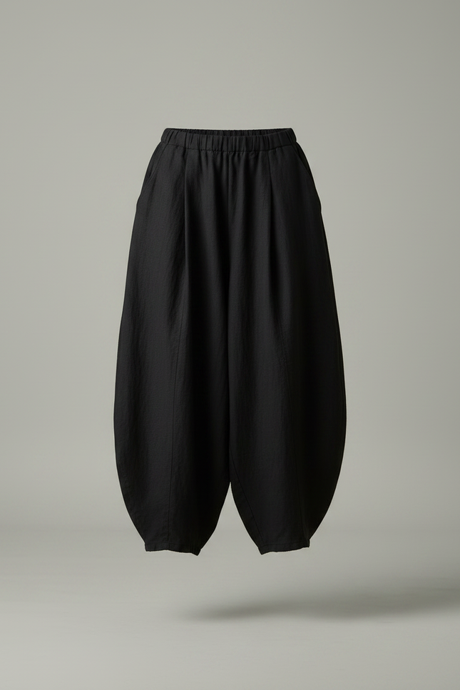 Pantalon Japonais Noir Ample Coton Fluide Femme - vue 3