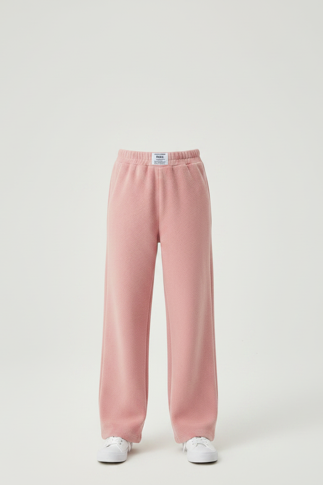 Pantalon Japonais Rose Polaire Ample Droit Confortable - Molleton - vue 3