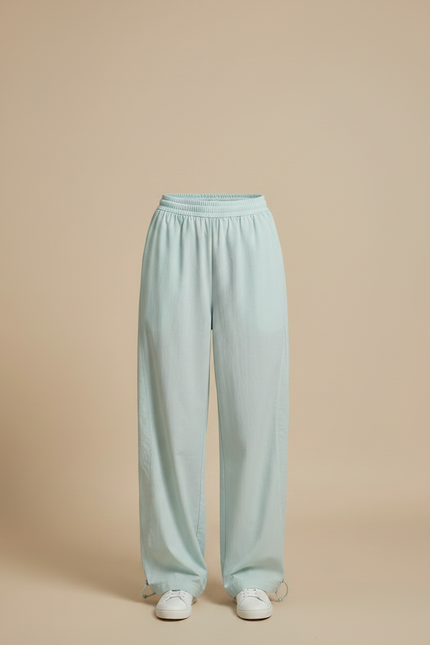 Pantalon Japonais Vert Ample Fluide Décontracté Coton - vue 3
