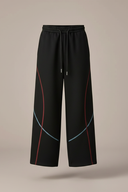 Pantalon Japonais Noir Ample Rayures Colorées Garçon - Molleton - vue 3