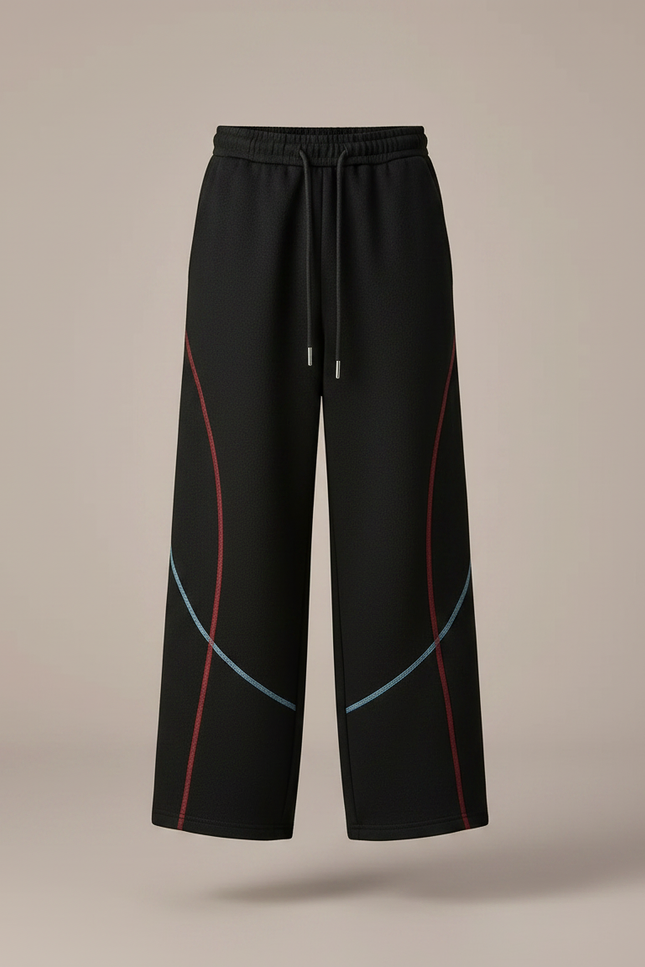 Pantalon Japonais Noir Ample Rayures Colorées Garçon - Molleton - vue 3