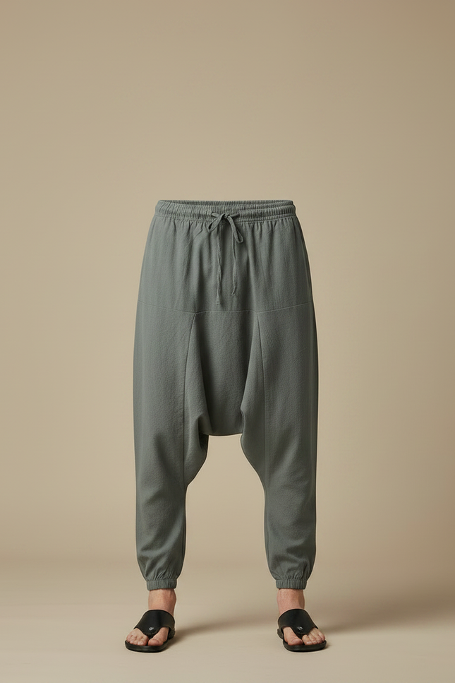 Pantalon Japonais Harem Coton Ample Gris Sport - vue 3
