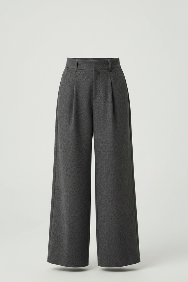 Pantalon Japonais Gris Ample Plissé Hiver Élégant - Laine - vue 3