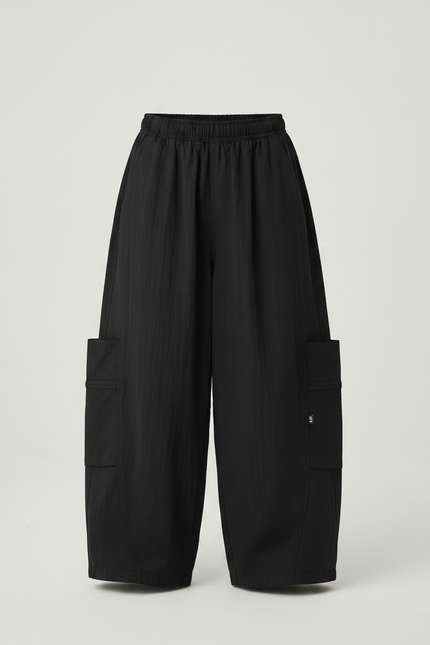 Pantalon Japonais Noir Ample Cargo Décontracté Garçon - Polyester - vue 3