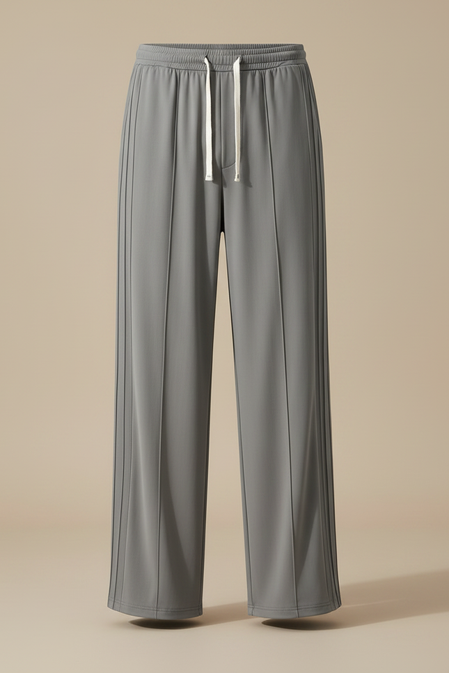 Pantalon Japonais Gris Droit Fluide Plissé Minimaliste - Polyester - vue 3