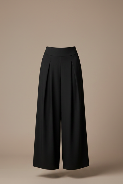 Pantalon Japonais Noir Ample Plissé Fluide - Polyester - vue 3