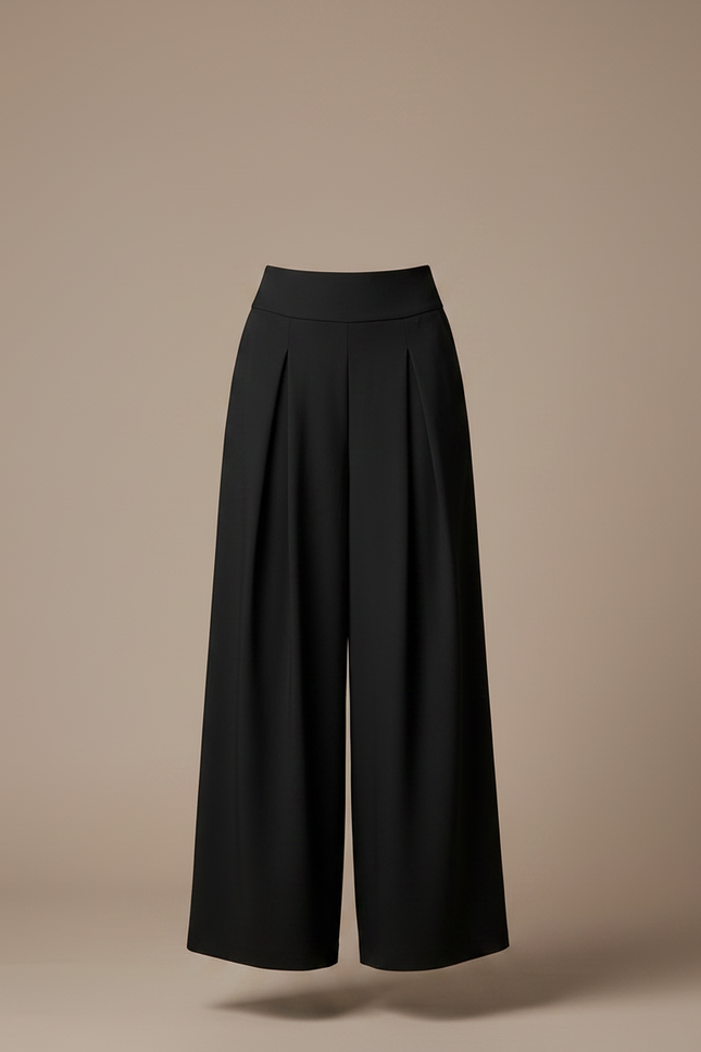 Pantalon Japonais Noir Ample Plissé Fluide - Polyester - vue 3