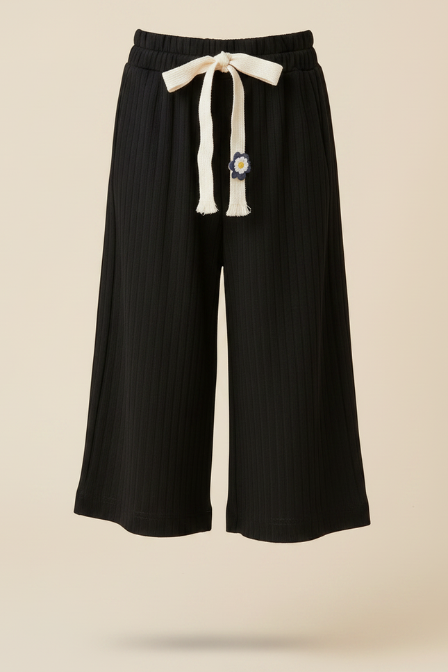 Pantalon Japonais Fille Noir Ample - Maille - vue 3