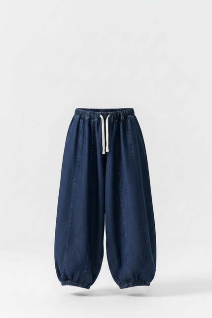 Pantalon Japonais Denim Ample Harem Enfant Bleu - Jean - vue 3