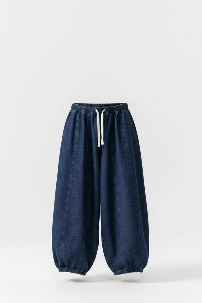 Pantalon Japonais Denim Ample Harem Enfant Bleu - Jean - vue 3