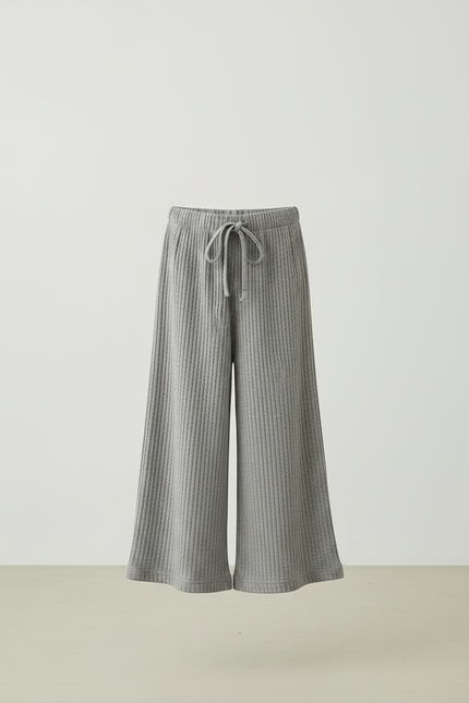 Pantalon Japonais Gris Côtelé Ample Fille Confortable - Cordé - vue 3