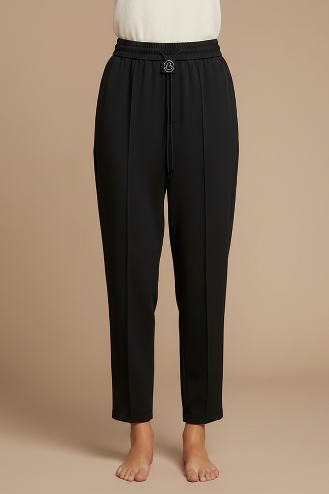 Pantalon Japonais Noir Fluide Droit Élégant Minimaliste - Polyester - vue 3