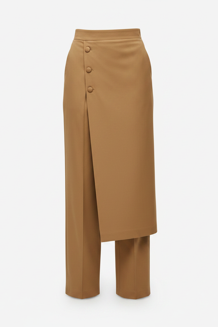 Pantalon Japonais Khaki Fluide Asymétrique Chic Élégant - Kaki Gabardine - vue 3