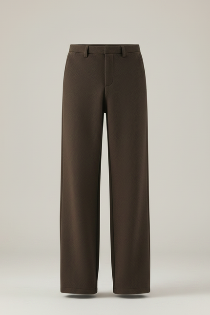 Pantalon Japonais Marron Laine Ample Droit Élégant - vue 3