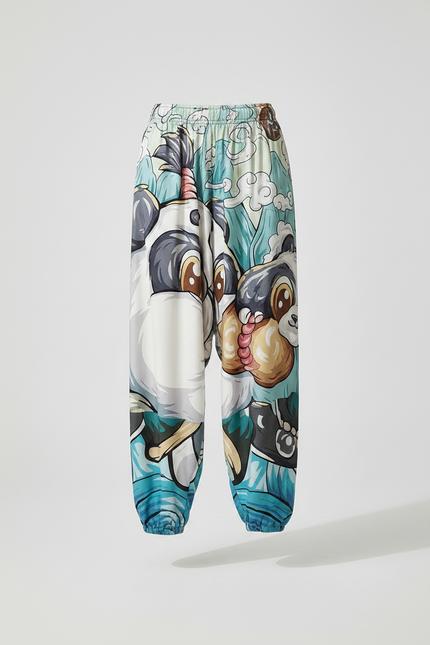 Pantalon Japonais Ample Panda Imprimé Fluide Estival - Viscose - vue 3