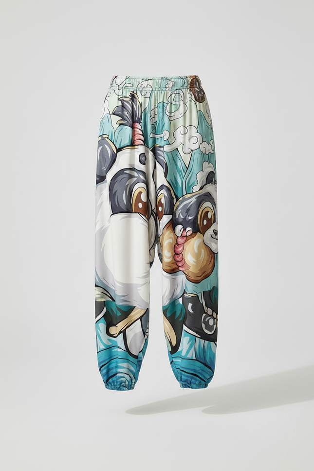 Pantalon Japonais Ample Panda Imprimé Fluide Estival - Viscose - vue 3