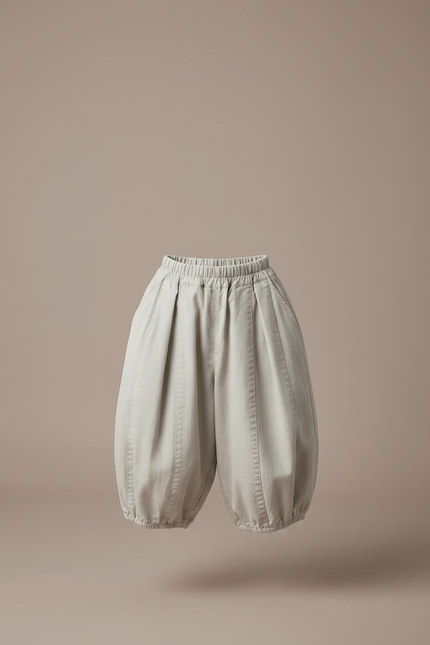 Pantalon Japonais Sarouel Ample Garçon Coton Gris Clair - vue 3
