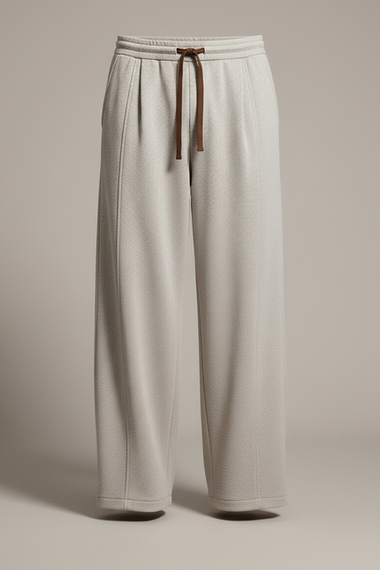 Pantalon Japonais Large Beige Laine Tricoté Décontracté Homme - vue 3