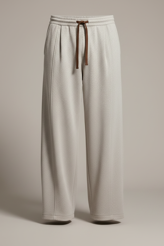 Pantalon Japonais Large Beige Laine Tricoté Décontracté Homme - vue 3