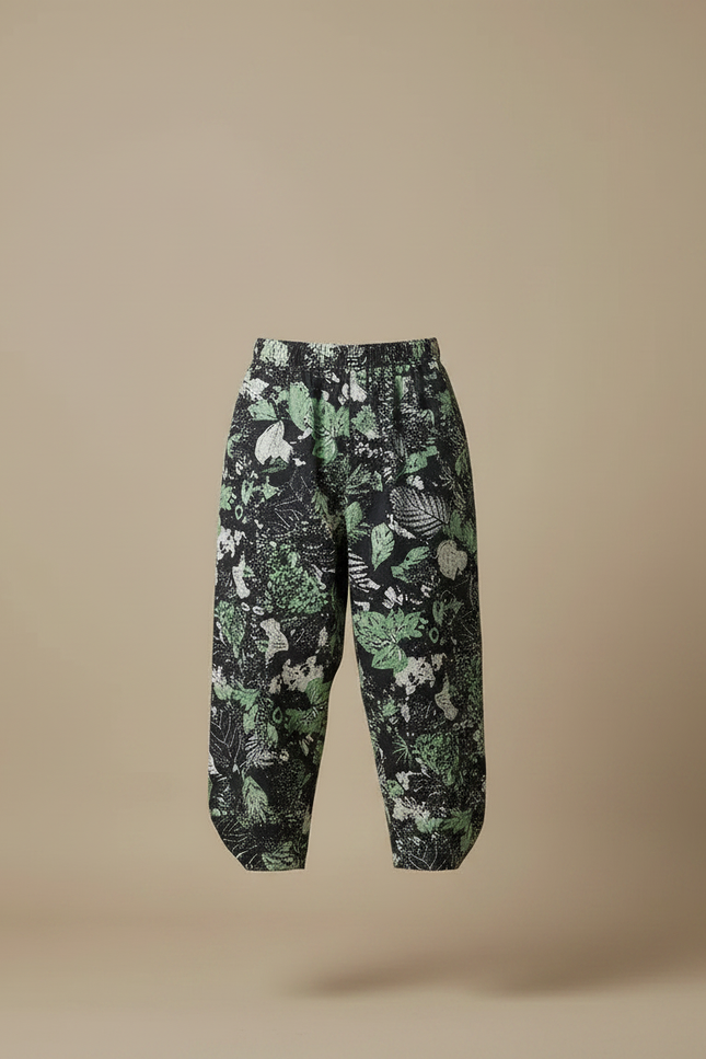 Pantalon Japonais Sarouel Ample Imprimé Feuillage Vert Homme - Viscose - vue 3