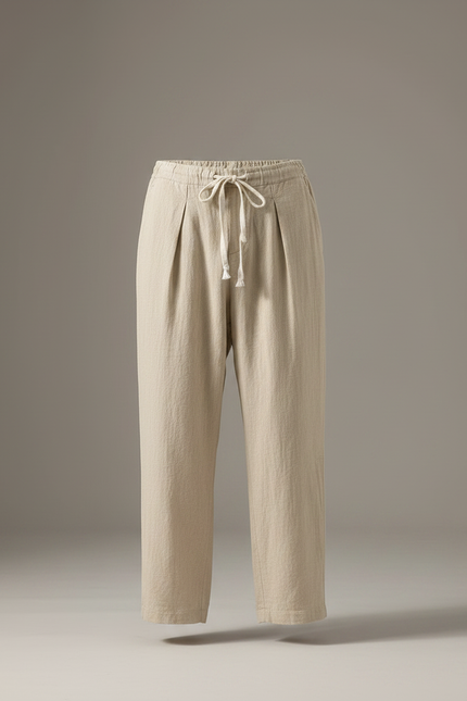 Pantalon Japonais En Lin - Beige - vue 3