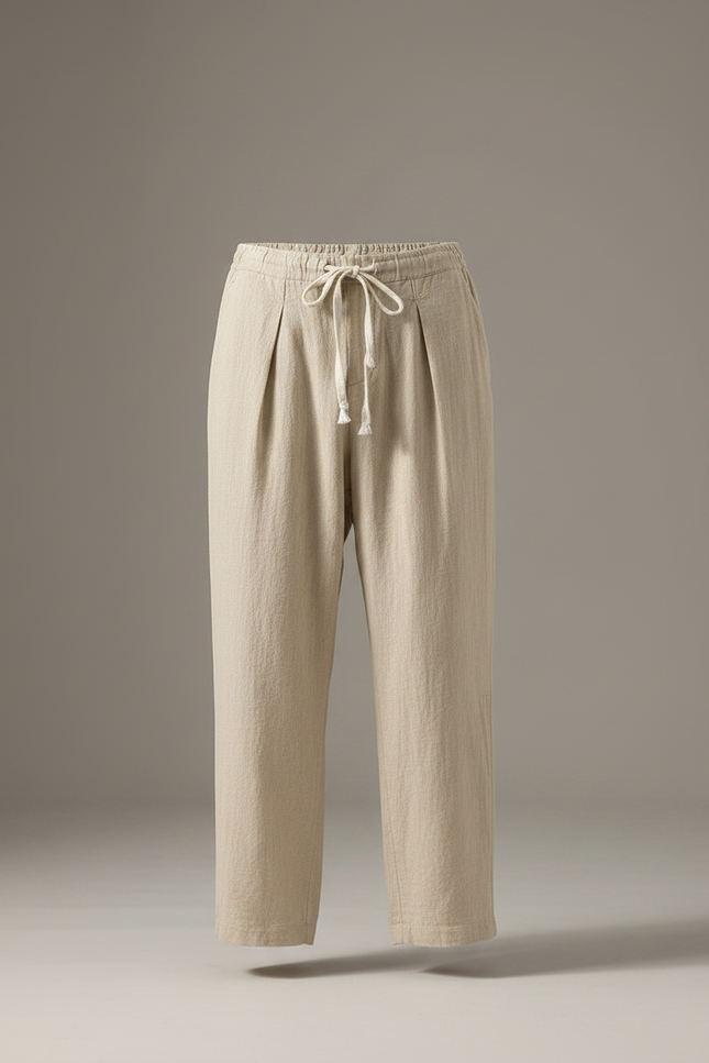 Pantalon Japonais En Lin - Beige - vue 3