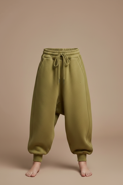 Pantalon Japonais Vert Kaki Ample Molleton Enfant - vue 3