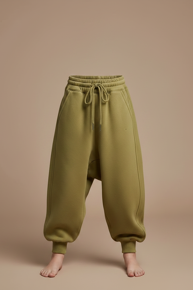 Pantalon Japonais Vert Kaki Ample Molleton Enfant - vue 3