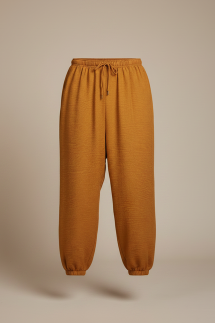 Pantalon Japonais Ample Coton Ocre Sarouel Confortable - Orange - vue 3