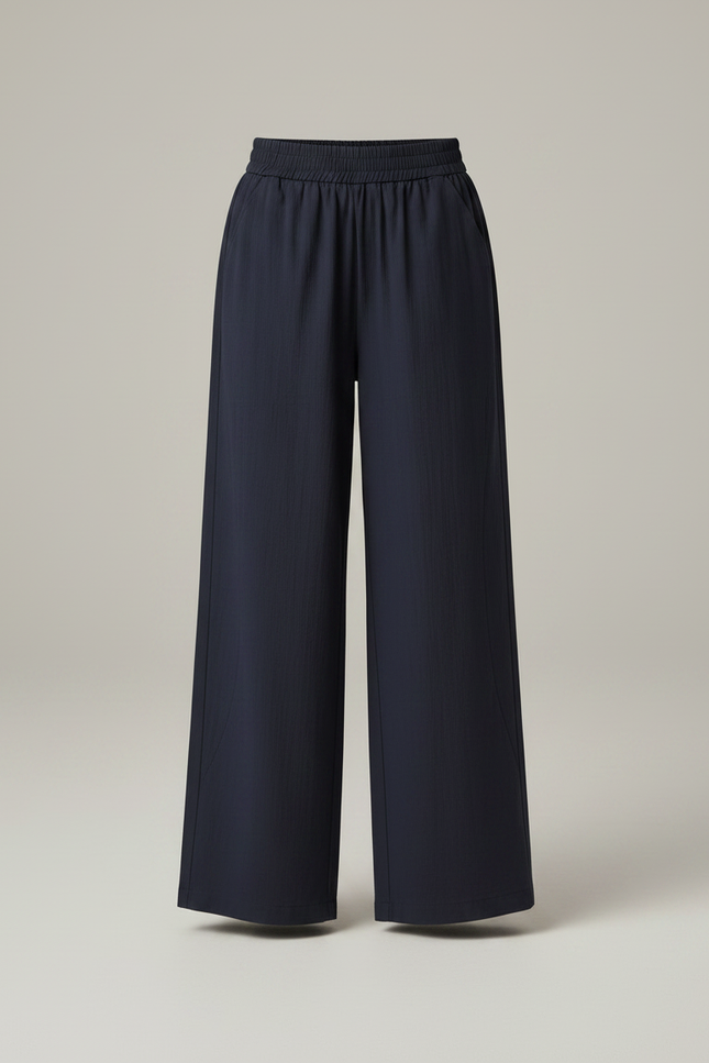 Pantalon Japonais Bleu Marine Fluide Ample Décontracté - Lin - vue 3