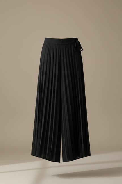 Pantalon Japonais Noir Plissé Fluide Élégant - Polyester - vue 3