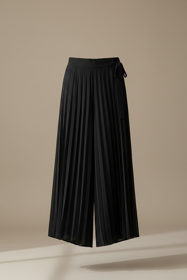 Pantalon Japonais Noir Plissé Fluide Élégant - Polyester - vue 3